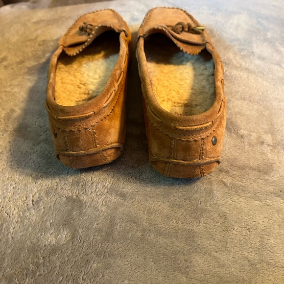 UGG Sz 8 Roni Moccasin Slipper Suede Leather Loafer Shoes Chestnut Brown Women’s - Picture 11 of 16